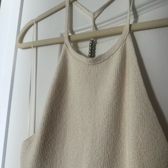 Helmut Lang Cream Knit Beaded Rib Midi Dress - Picture 8 of 12